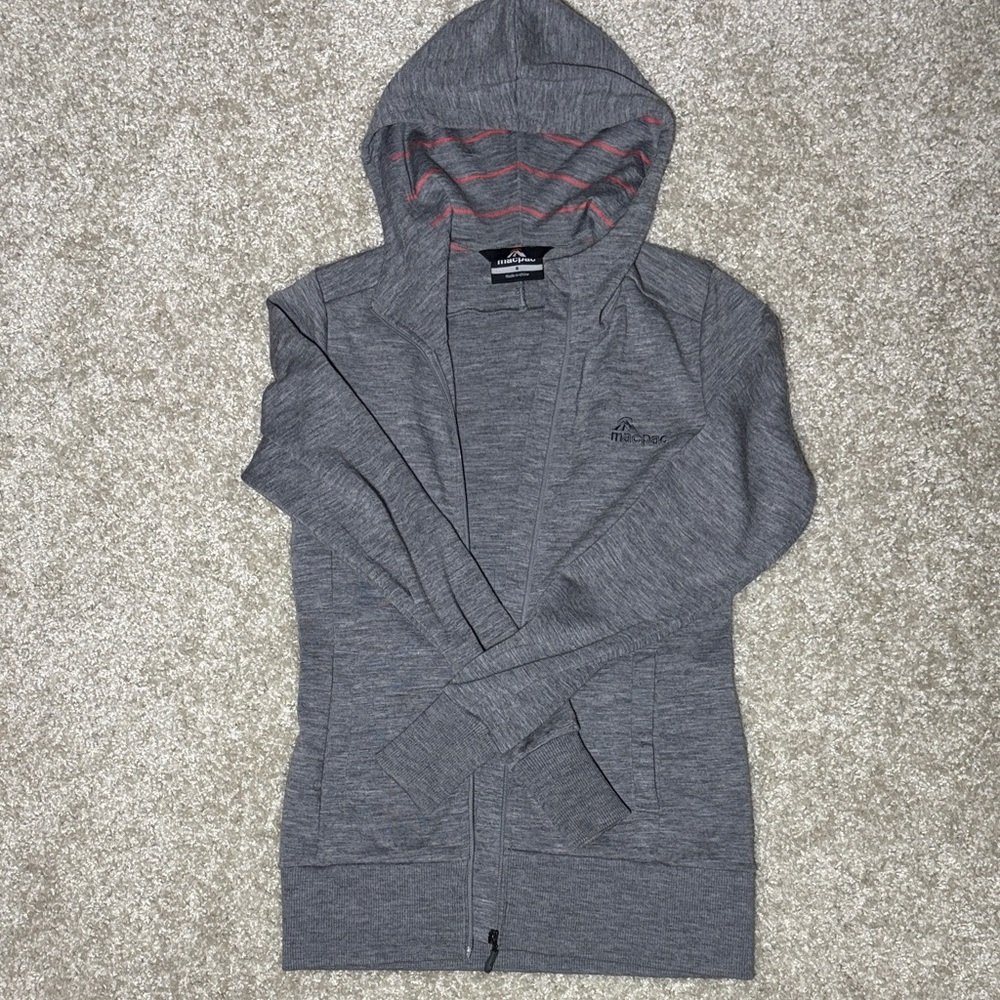 MacPac 100% Merino Wool Grey Hoodie Jacket